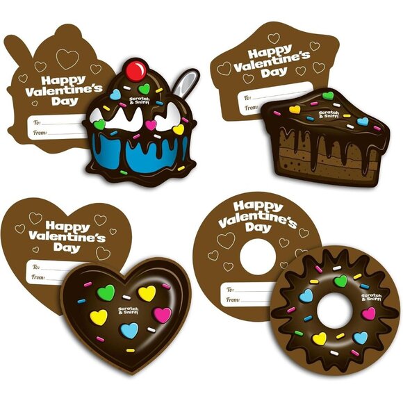 Chocolate Scented Valentine's Day Cards– 28 Pack with Envelopes‎ Scratch & Sniff - Picture 4 of 6